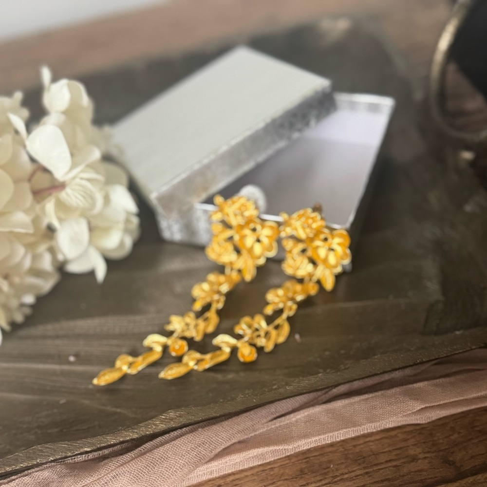 Elegant Gold Floral Earrings